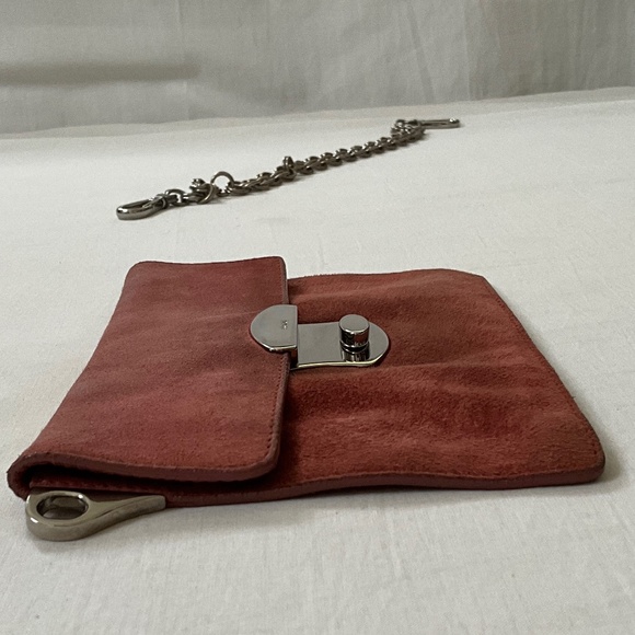 PRADA Vintage Camoscio Suede Metal Sound Bag Red - Picture 13 of 14